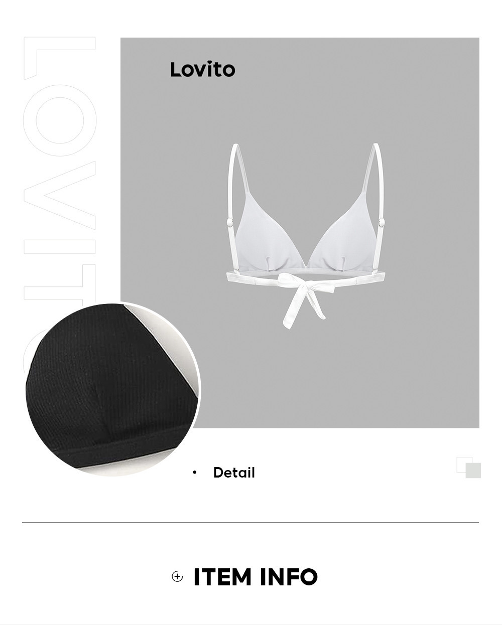 Lovito Sexy Plain Tie Back Bikini Top For Women LNL Lovito Atasan
