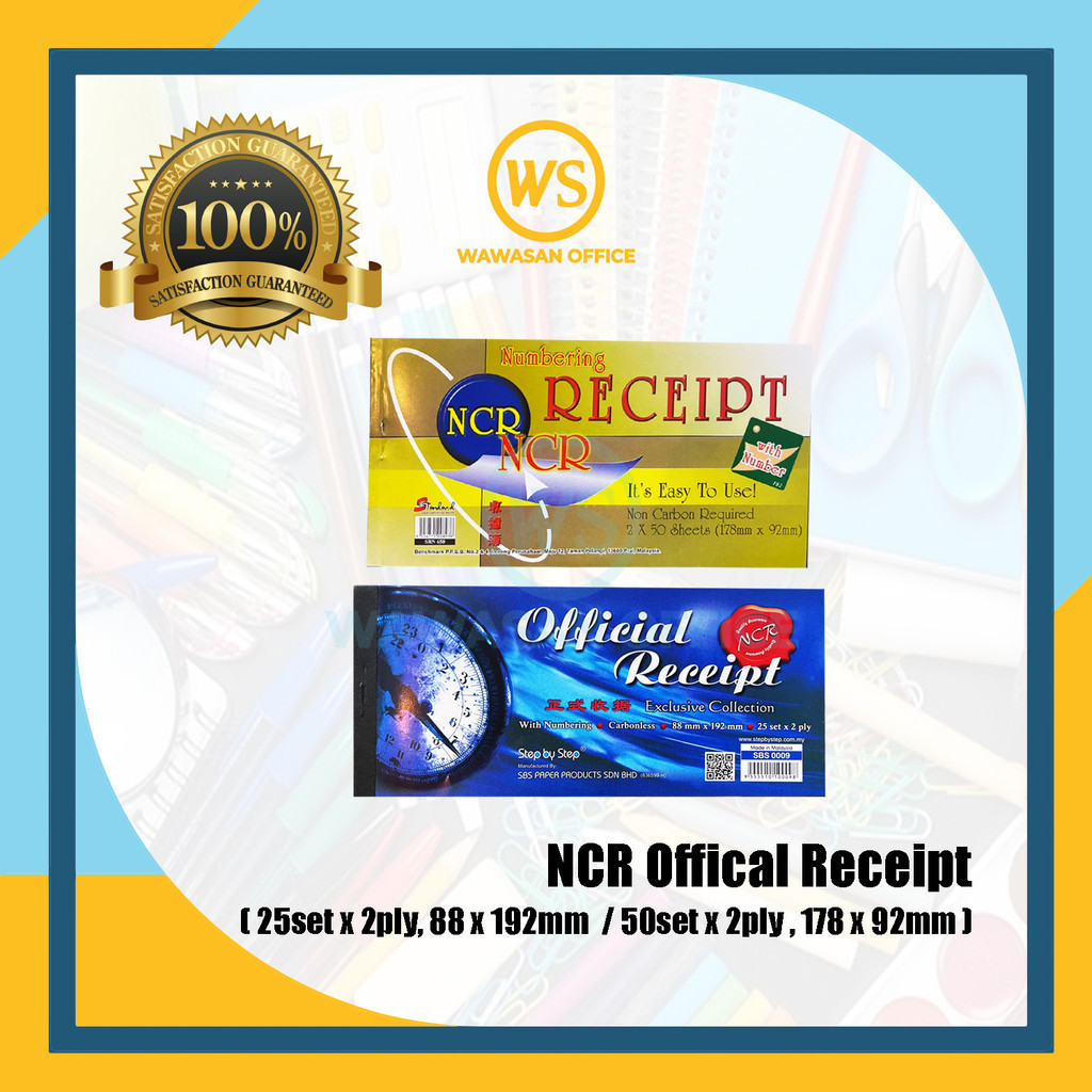 Ncr Receipt Book Official Receipt Book Buku Resit Ply