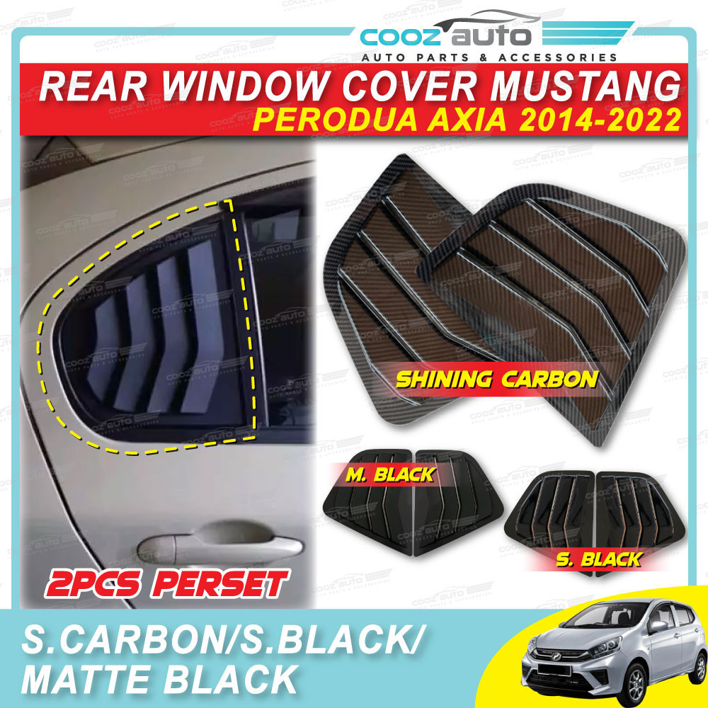 Perodua Axia Mustang Black Shinning Black Carbon Rear Window Cover Side