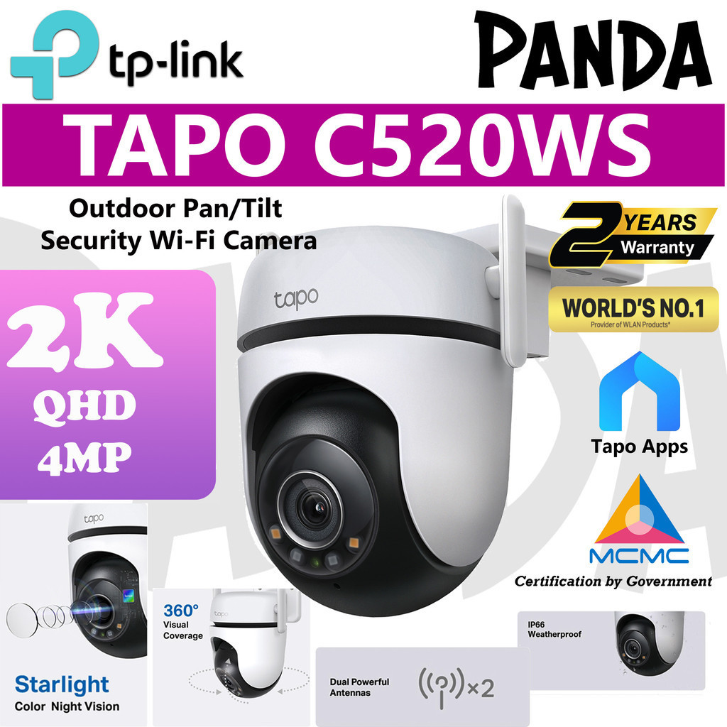 TP Link Tapo C520WS Outdoor Pan Tilt Security Wi Fi Camera 2K QHD