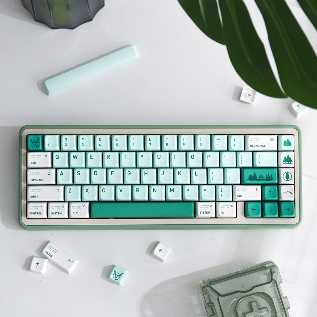 Misty Forest Keycaps Mda Profile Pbt Keys Green Keycaps Set For Mx