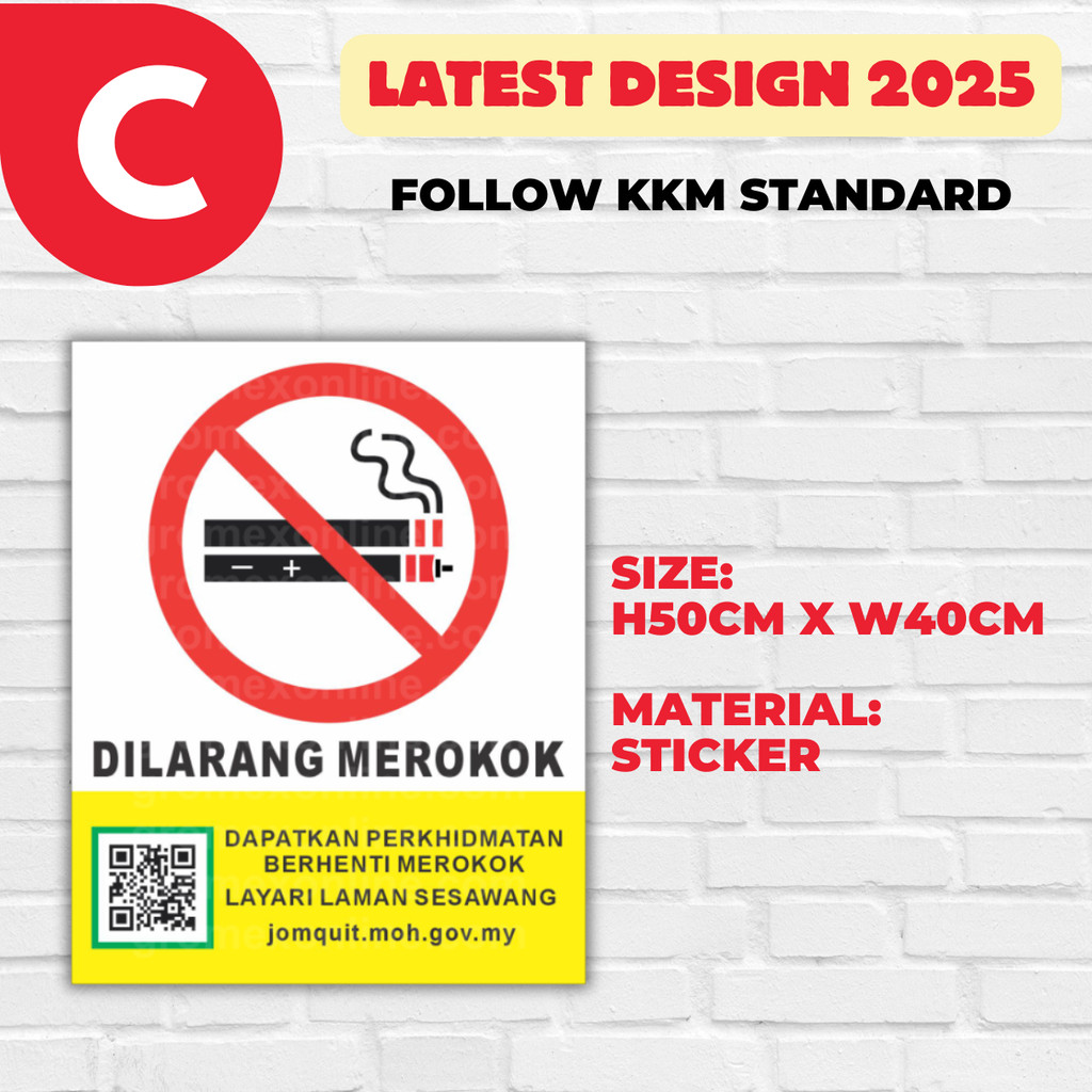 Latest No Smoking Vaping Sticker Signboard Papan Tanda Dilarang