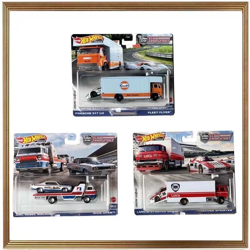 Hot Wheels Transport Team Lamborghini Honda Trailer Truck Iron Bottom