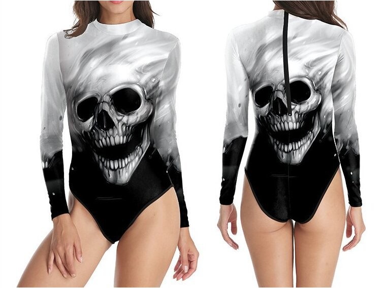 Women Skeleton Skull One Piece 3D Printed Swimsuit Bikini Adults Sexy