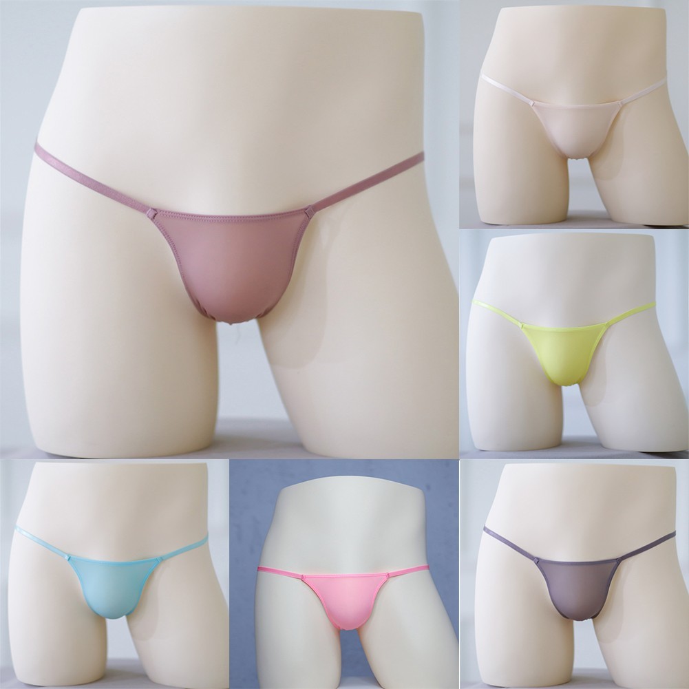 GIGSexy Mens T Back G String Thong Bikini Underwear Sheer Pouch Ice