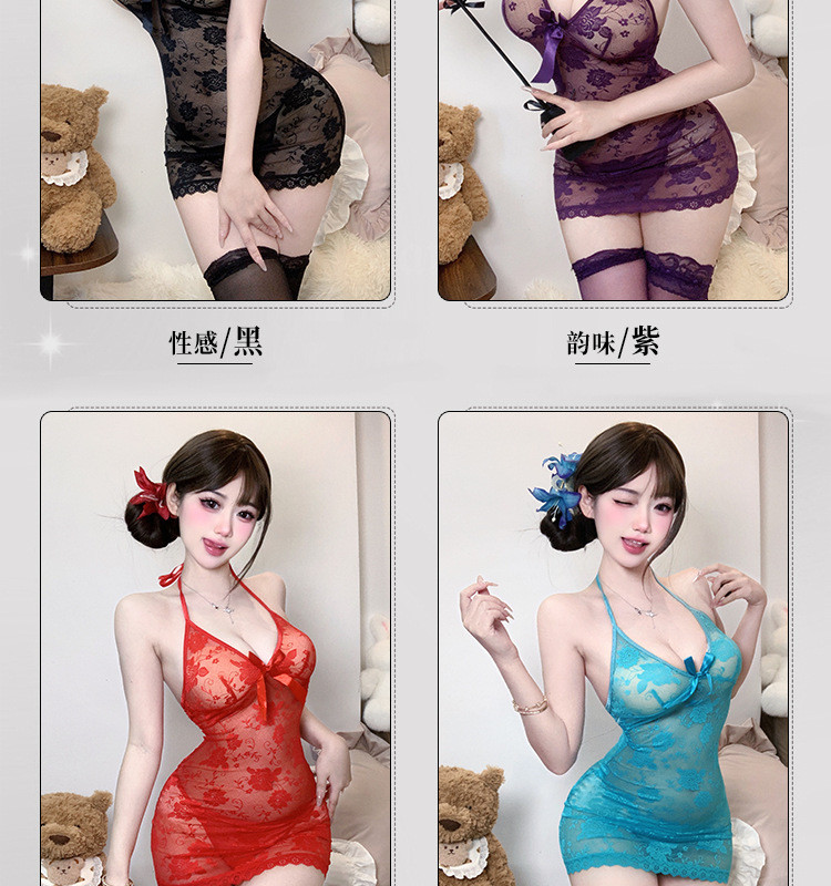 Sexy Lingerie Purple Pure Desire Nightdress Hot Lace Temptation Bed