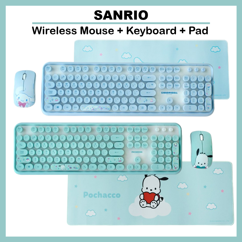 Sanrio Retro Wireless Mouse Keyboard Pad Set Pochacco Cinnamoroll