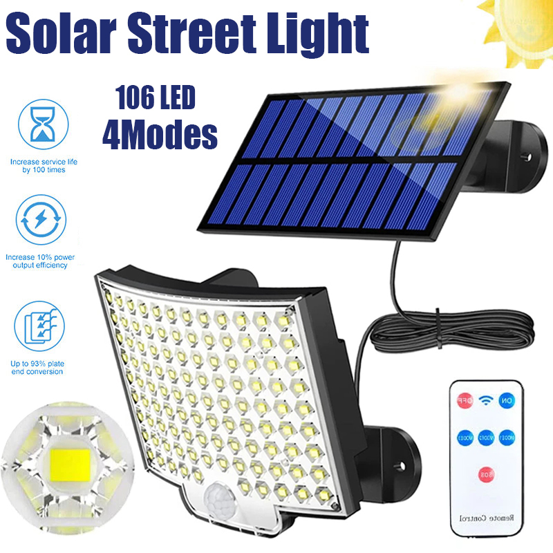 106LED Solar Light Super Bright Outdoor Wall Lighting Lamp Split