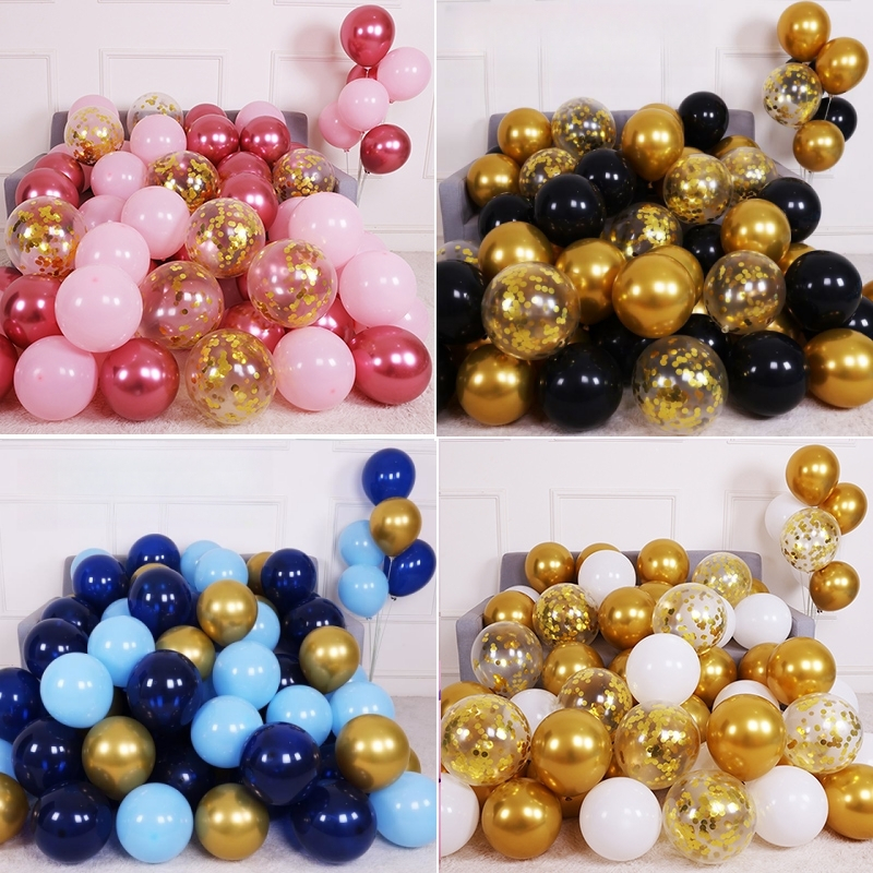 Pcs Balloons Set Confetti Sequins Balloon Chrome Metallic Balloon