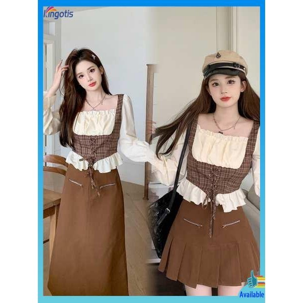 Baju Set Perempuan Korean Style Oufit Korean Style Woman 2024 Rok Sut