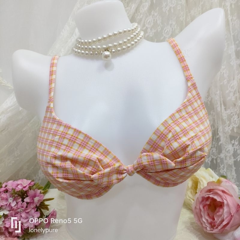 Second Hand Bikini Chest Orange Grid Defect At The End Shopee