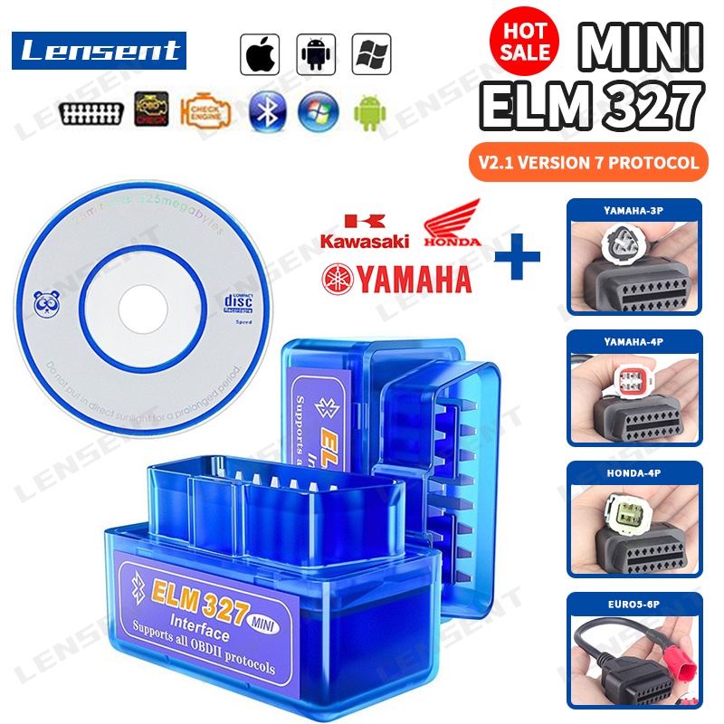 COD Lensent OBD2 Mini ELM327 Yamaha Honda Motorcycle Diagnostic