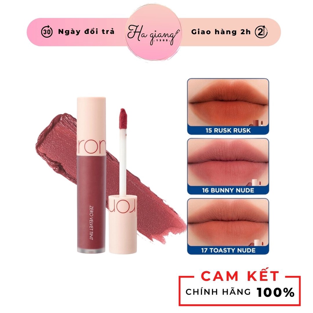 Zero Velvet Tint Rusk Rusk Brick Orange Brown Burny Nude Nude Pink Toasty Nude