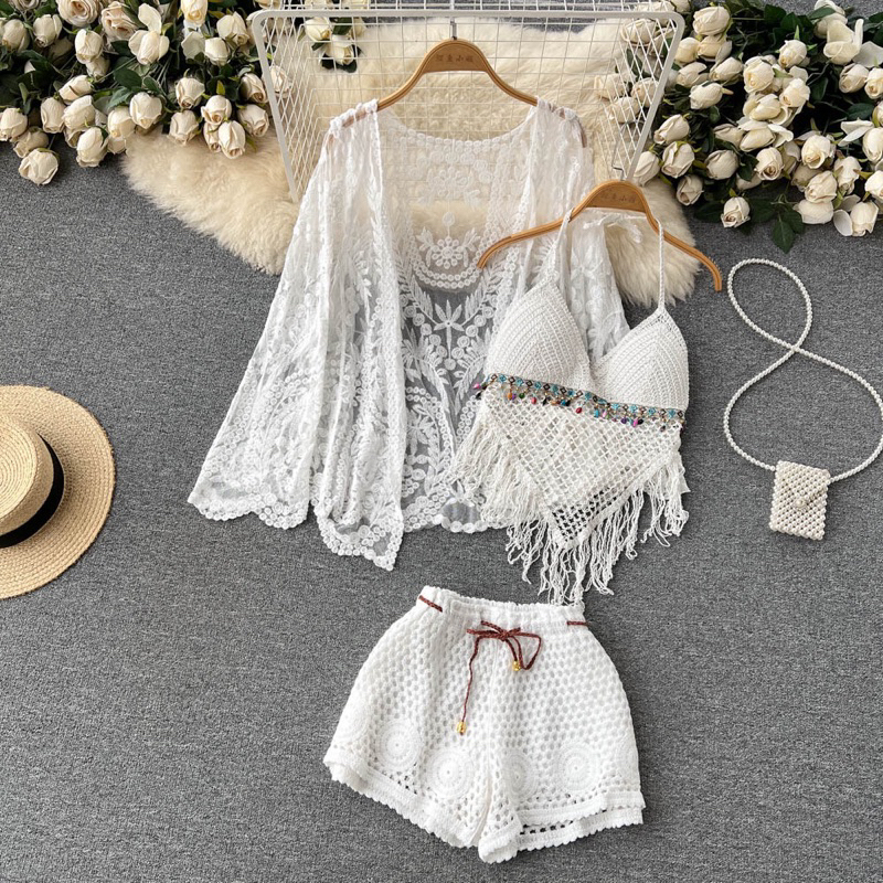 62 Set Lace Bikini Swimsuit 3 Piece As Pictured Shopee Malaysia