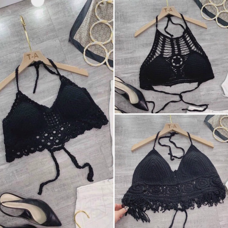 Sexy Black Crochet Beach Bikini Bra Many Styles Shopee Malaysia