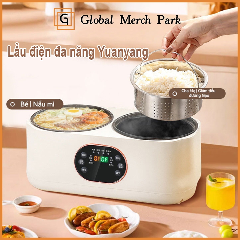 Convenient Multi Function Double Electric Pot With Timer 6 Functions For Hot Pot Rice Cooking