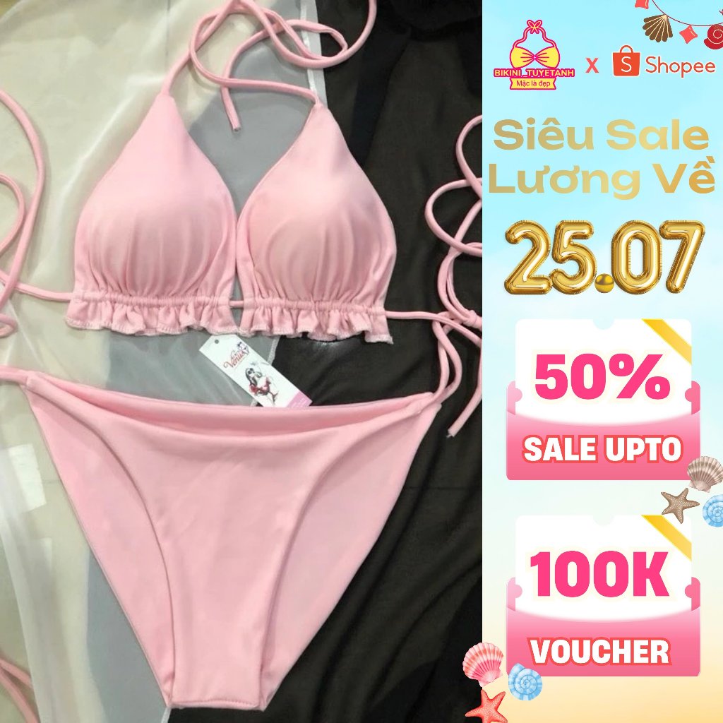 Bikini Basic Triangle Piece Swimsuit With Long Straps Free Styling