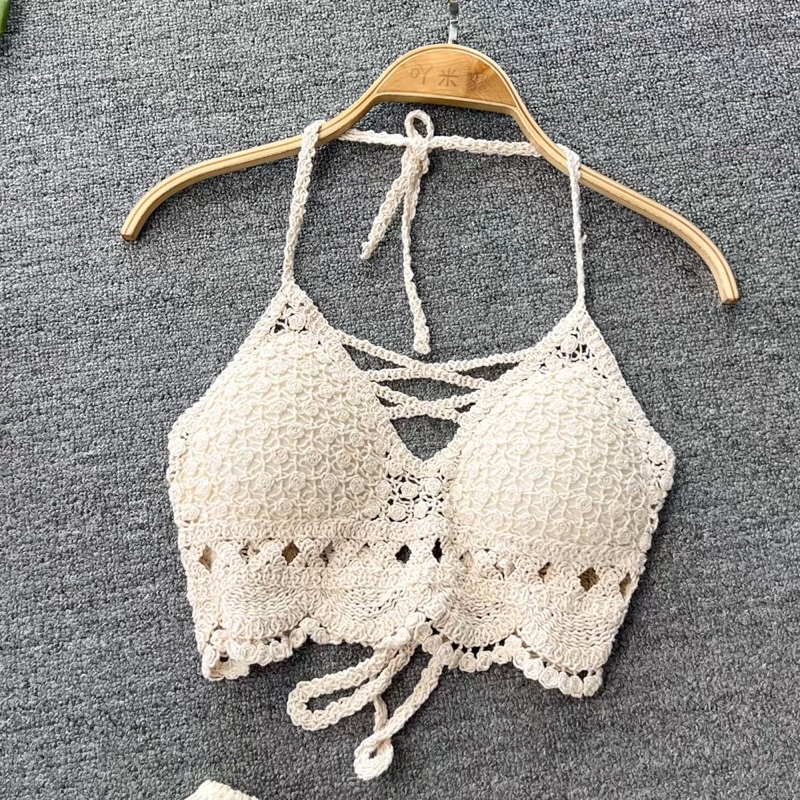 Hh Lace Beach Bikini Set Piece Bra Mesh Top Shorts Sold Separately