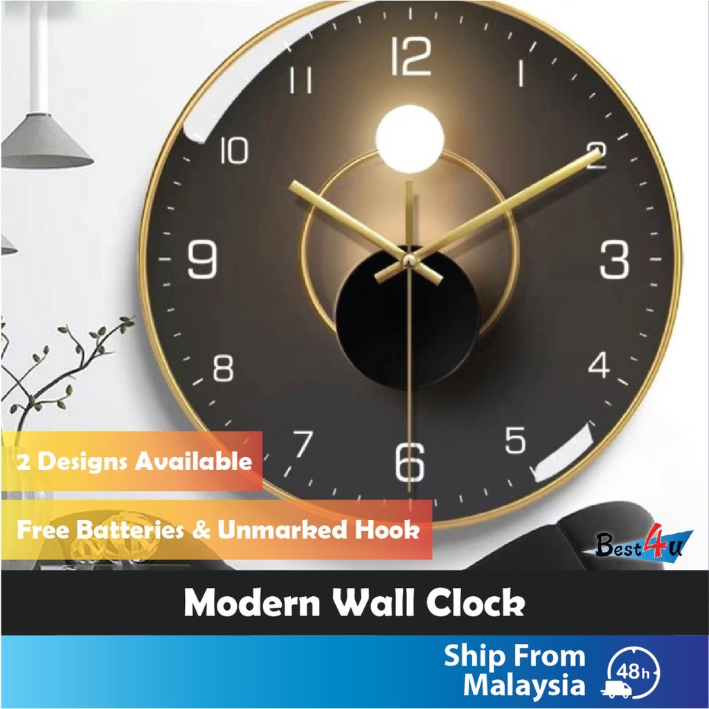 BEST4U 12 Inch Modern Artistry Luxury Silent Wall Clock | Shopee Malaysia
