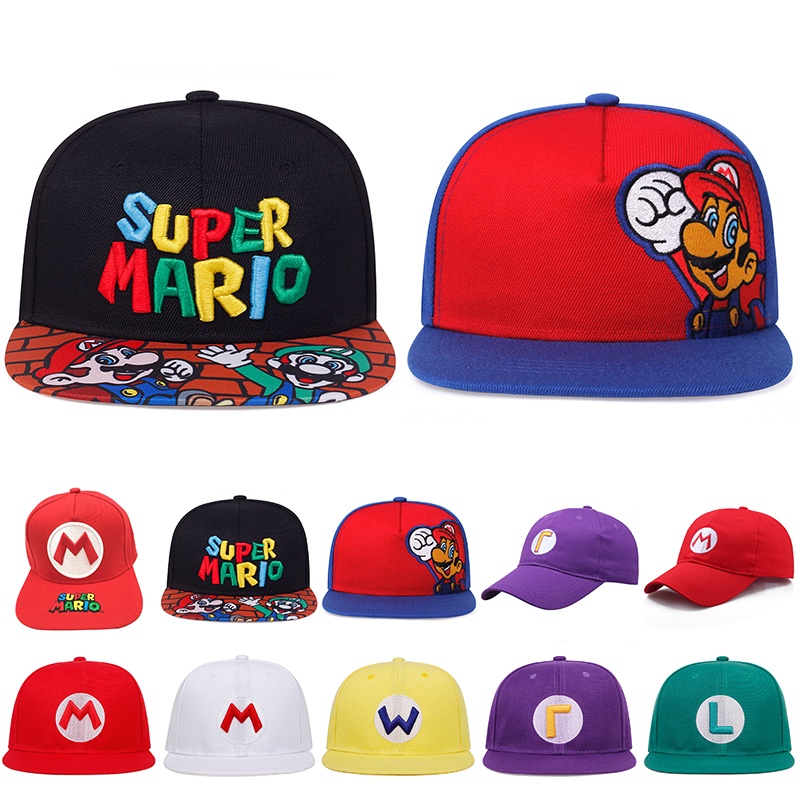 New Game Cartoon Mario Stitching Embroidery Baseball Cap Cosplay Flat ...