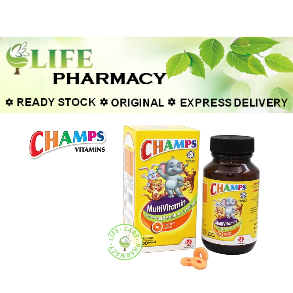 Champs Multivitamins PLUS Folic Acid & Lysine Chewable Tablets Orange