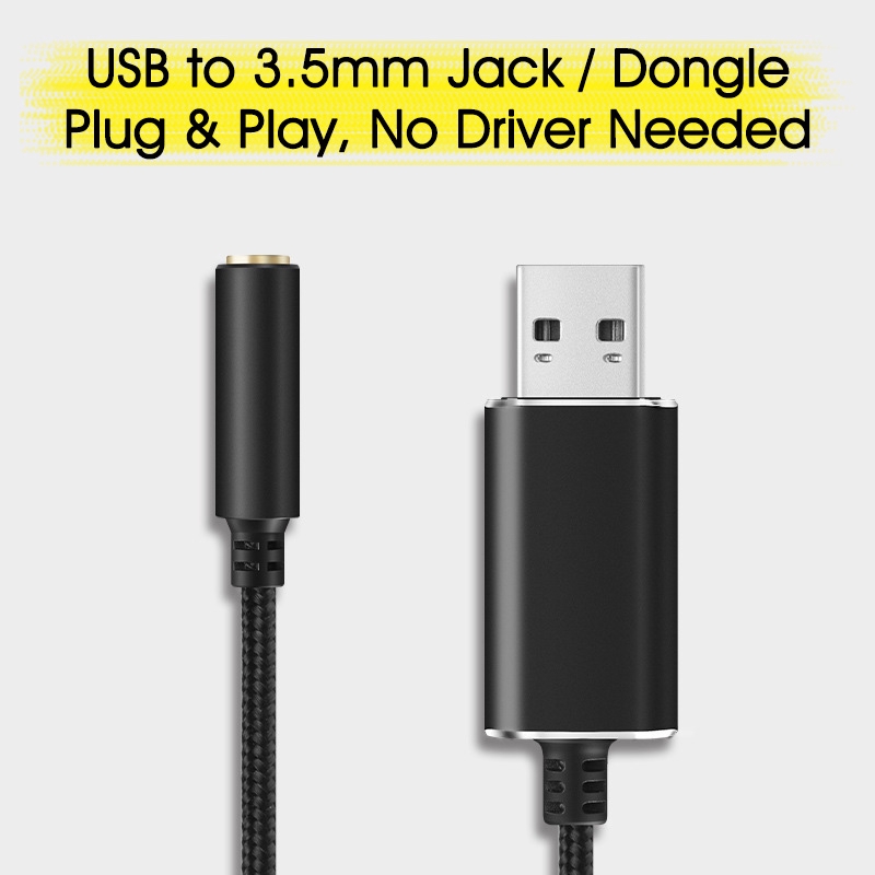 USB to 3.5mm Jack Audio Adapter, External USB Sound Card, USB to