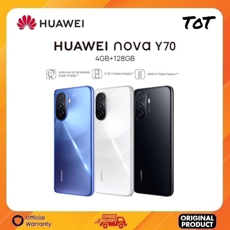 Huawei Nova Y70 Smartphone 4gb128gb 675 Inch L 6000mah L 225w Supercharge L 48mp Ai 6198