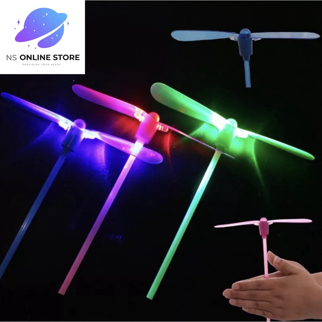 🔥 CLASSIC TOY 🔥 Kipas Terbang / Flying Stick Hand Rub LED Dragonfly