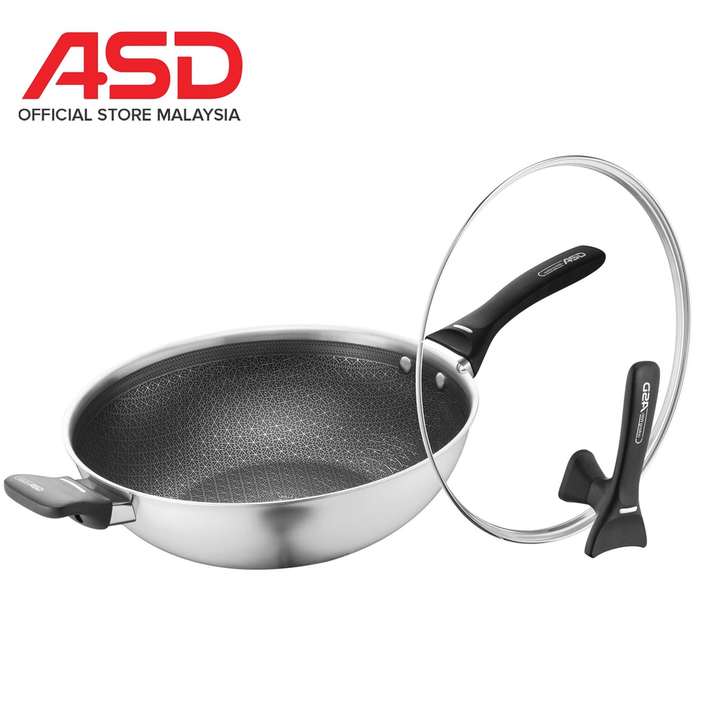 ASD 32cm Induction Non Stick Hybrid 3 Ply Honeycomb Hex Stainless Steel ...