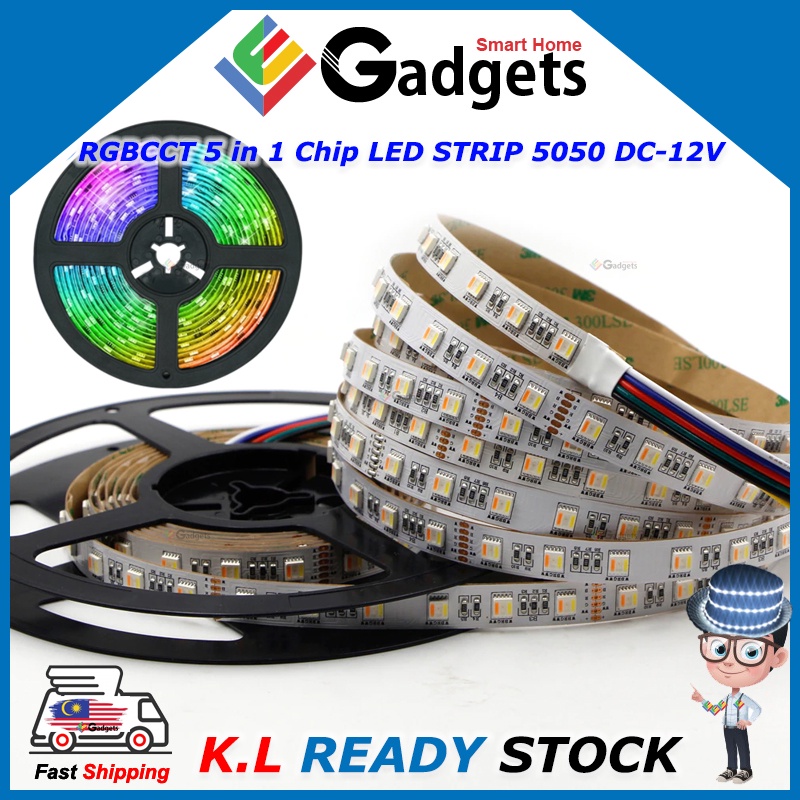 LED Strip RGBCCT 5 in 1 Chip RGB 5050 DC-12V 30/60 LEDs/m Waterproof ...