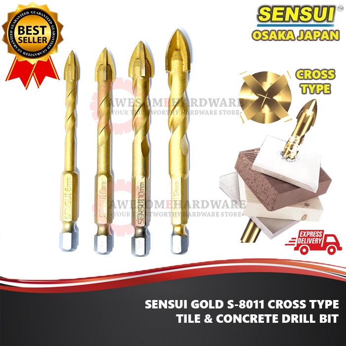 SENSUI JAPAN S8011 CROSS TYPE GLASS AND TILE DRILL BIT MATA DRILL KACA