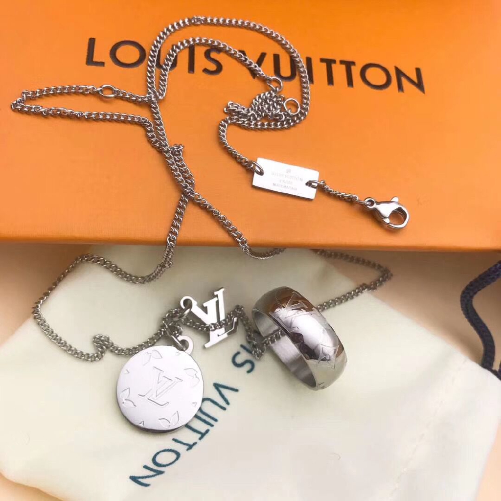 LOUIS VUITTON Zamac Palladium Monogram Charms Necklace Silver 1263758