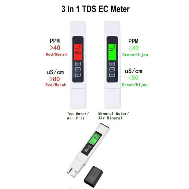 3 in 1 Baja TDS EC Backlight Meter Tester Calibrate PPM uS/cm