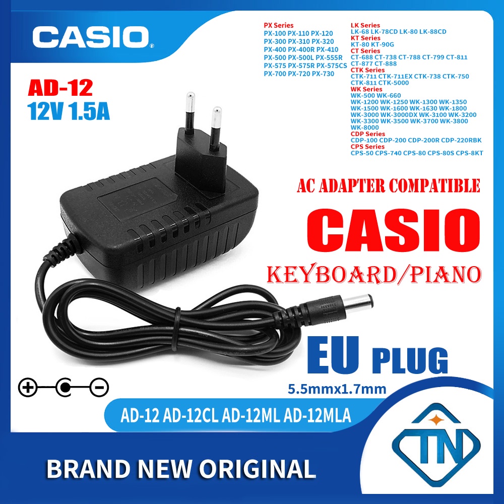 12V AC/DC Adaptor AD-12 for CASIO PX110 100 120 PX-310