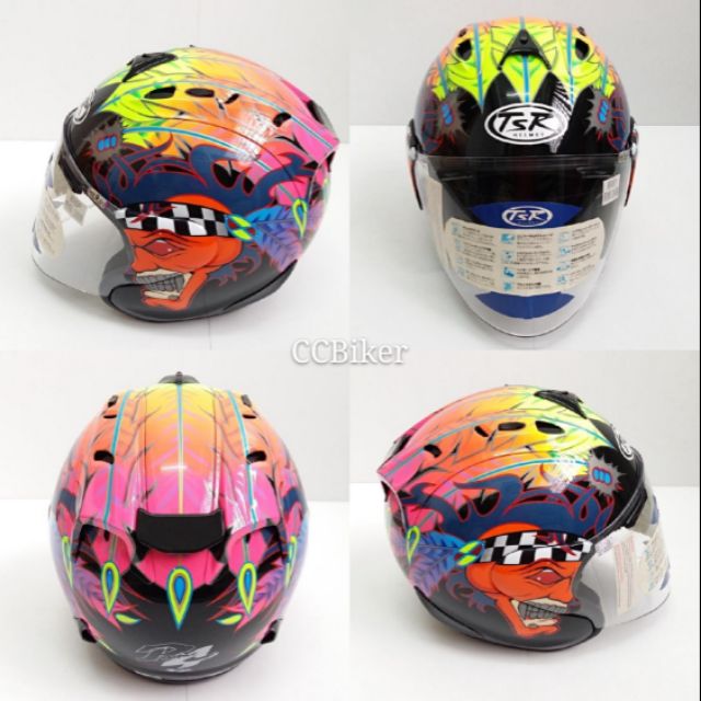 TSR Ram4 Scott Russell Glass White/ Black G818 Helmet Topi Keledar ...