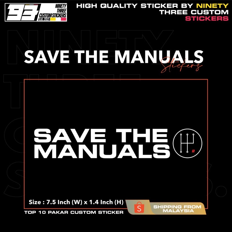 SAVE THE MANUALS CUSTOM STICKERS | Shopee Malaysia