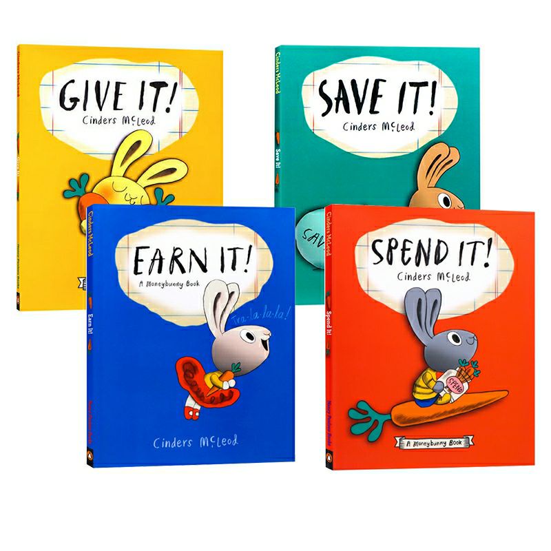 100% Original US version Money bunny series: Give it! Save it! Earn it!  Spend it! by Cinders Mcleod paperback book