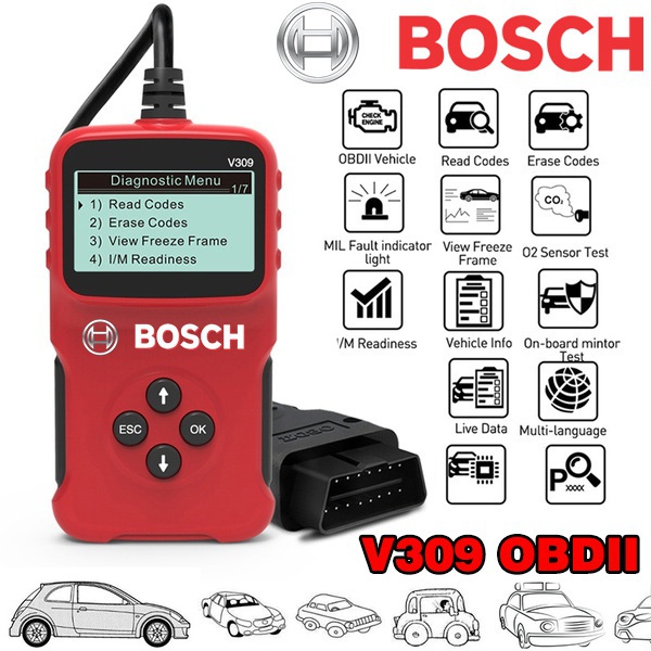 New Bosch Highquality V309 OBD2 Car Diagnostic Scanner Fault Code