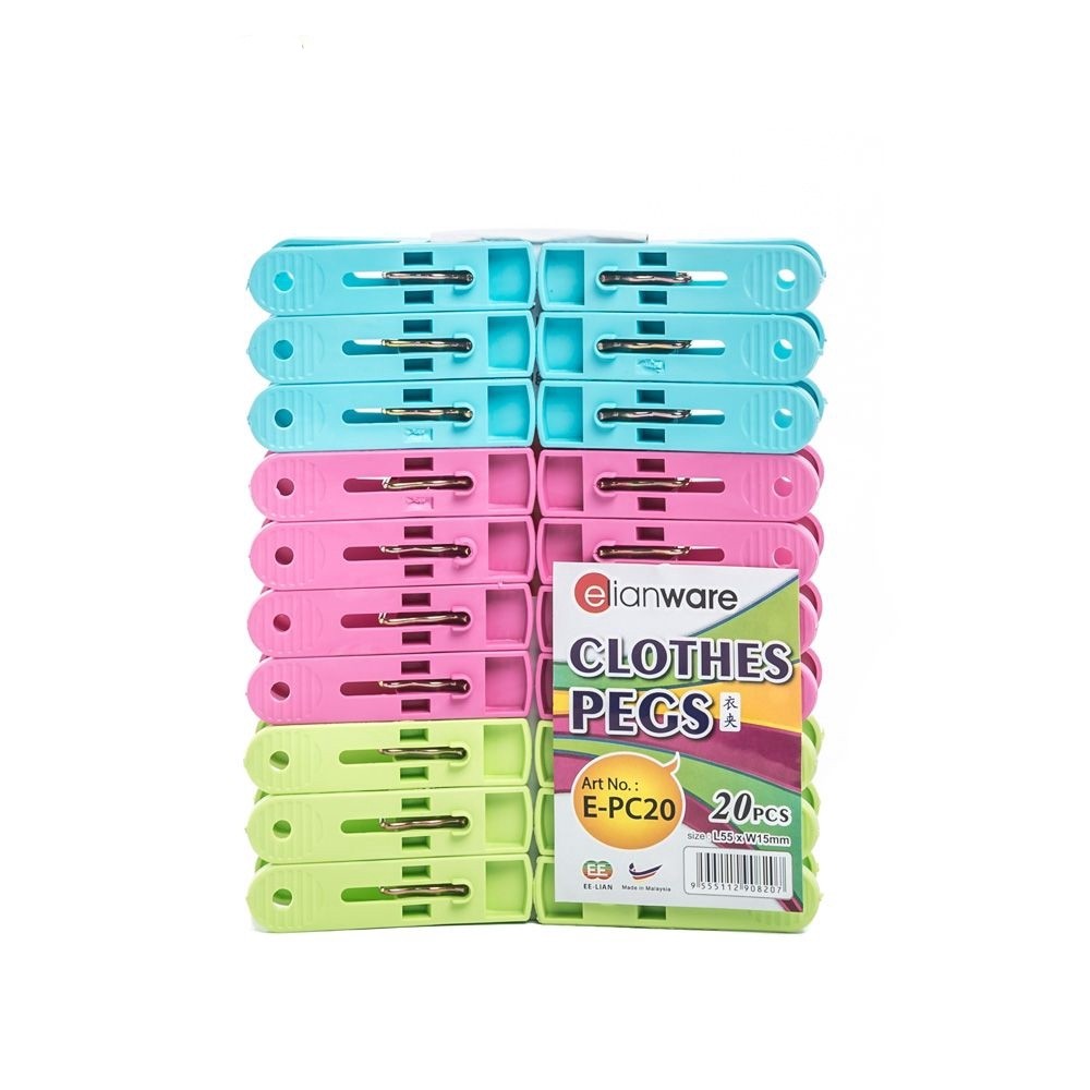 ELIANWARE MultiColour Plastic Clothes Pegs (20pcs) Shopee Malaysia