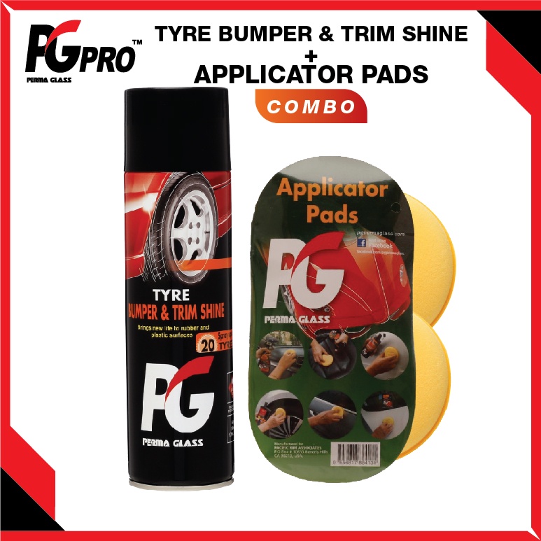 PG Tyre Bumper & Trim Shine Combo (500ml) + Applicator Pads 2 Pcs