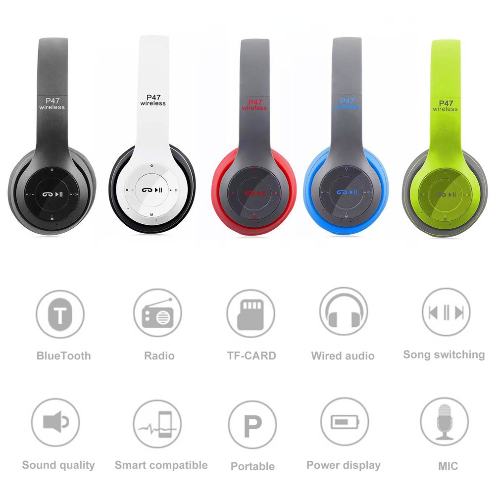 ORIGINAL P47 Bluetooth Wireless Headphones Over Foldable Headset With Mic Shopee Malaysia