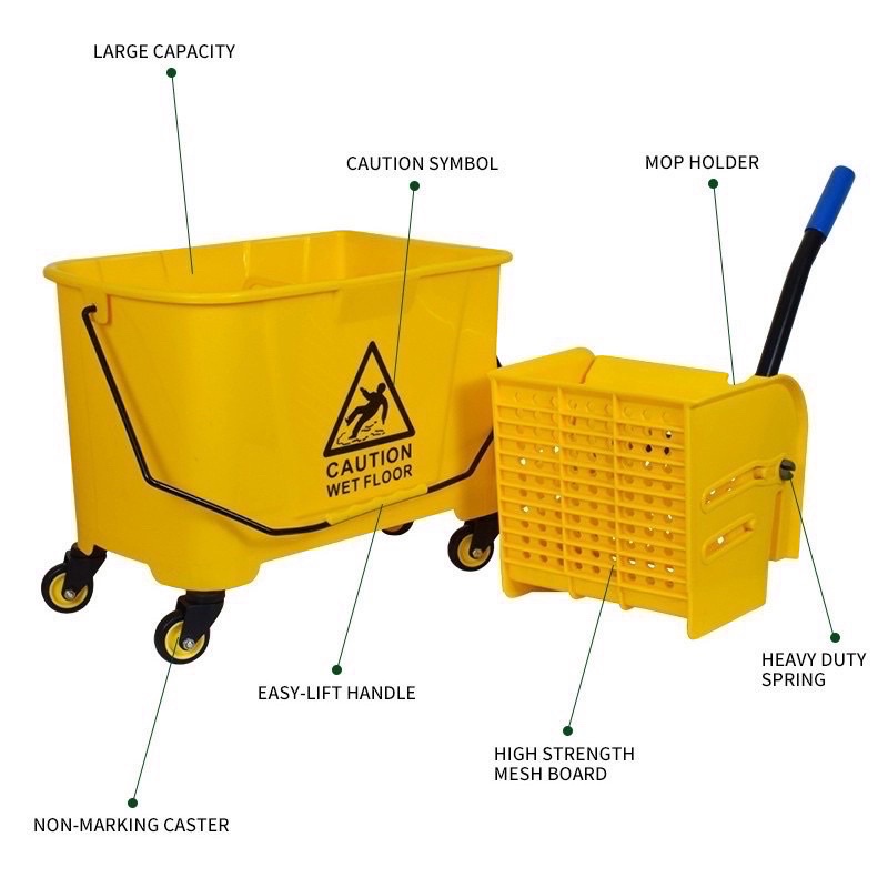Baldi Mop Kuning/Yellow Mopping Pail With Wringer Trolley 24L/36L / Mop ...