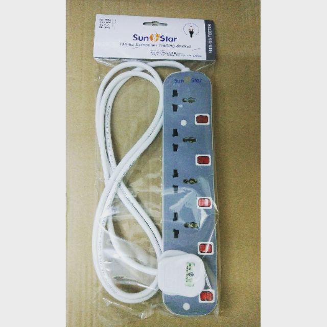Extension 5Gang Trailing Socket Multi Pin (Neon) With wire | Shopee ...