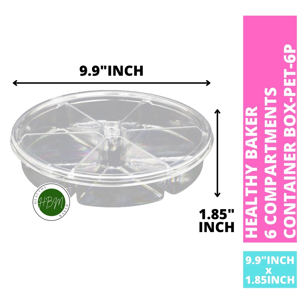 6 Compartments Container BOX-PET-6P / Biskut Container / Kuih Raya / 6 ...