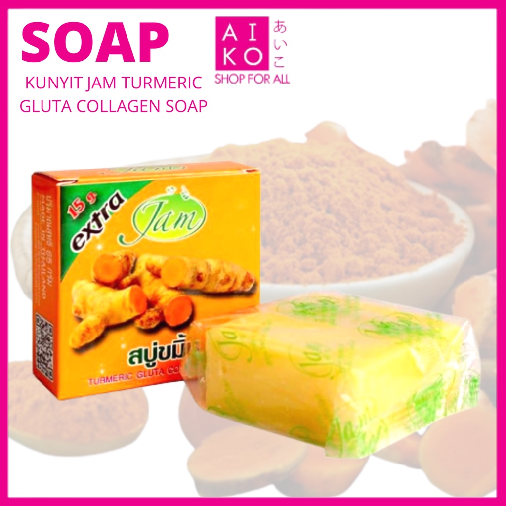 (AIKO) SABUN KUNYIT JAM TURMERIC GLUTA COLLAGEN SOAP 1PCS Shopee Malaysia