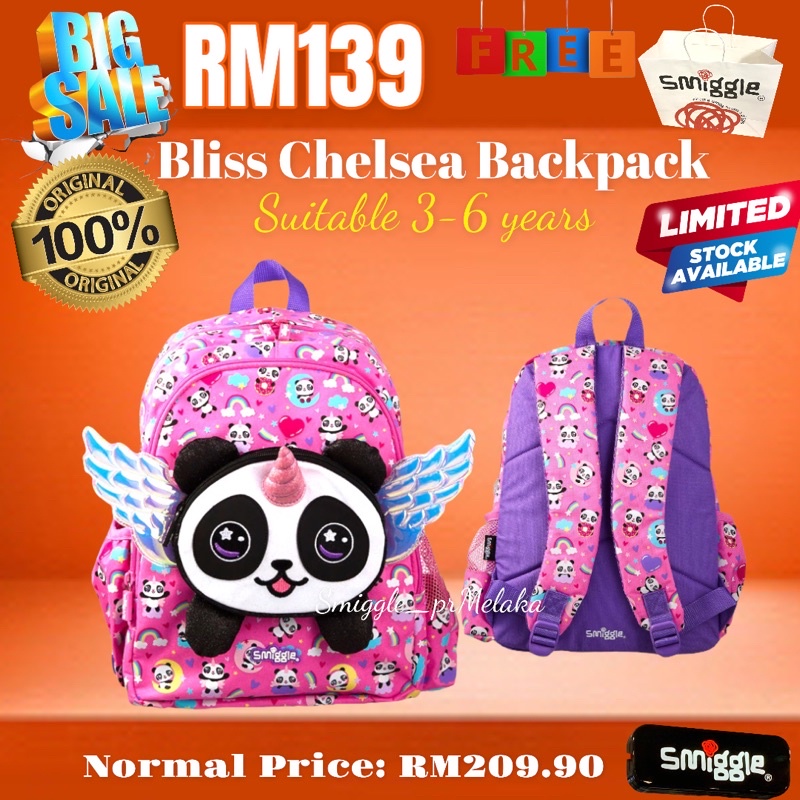 READY STOCK Original Smiggle Panda Vroom Character Backpack