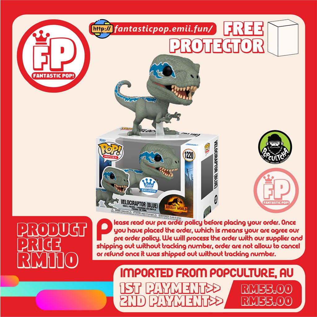 Funko Pop Movies Jurassic World Dominion Velociraptor Blue 1220 Funko Shop 