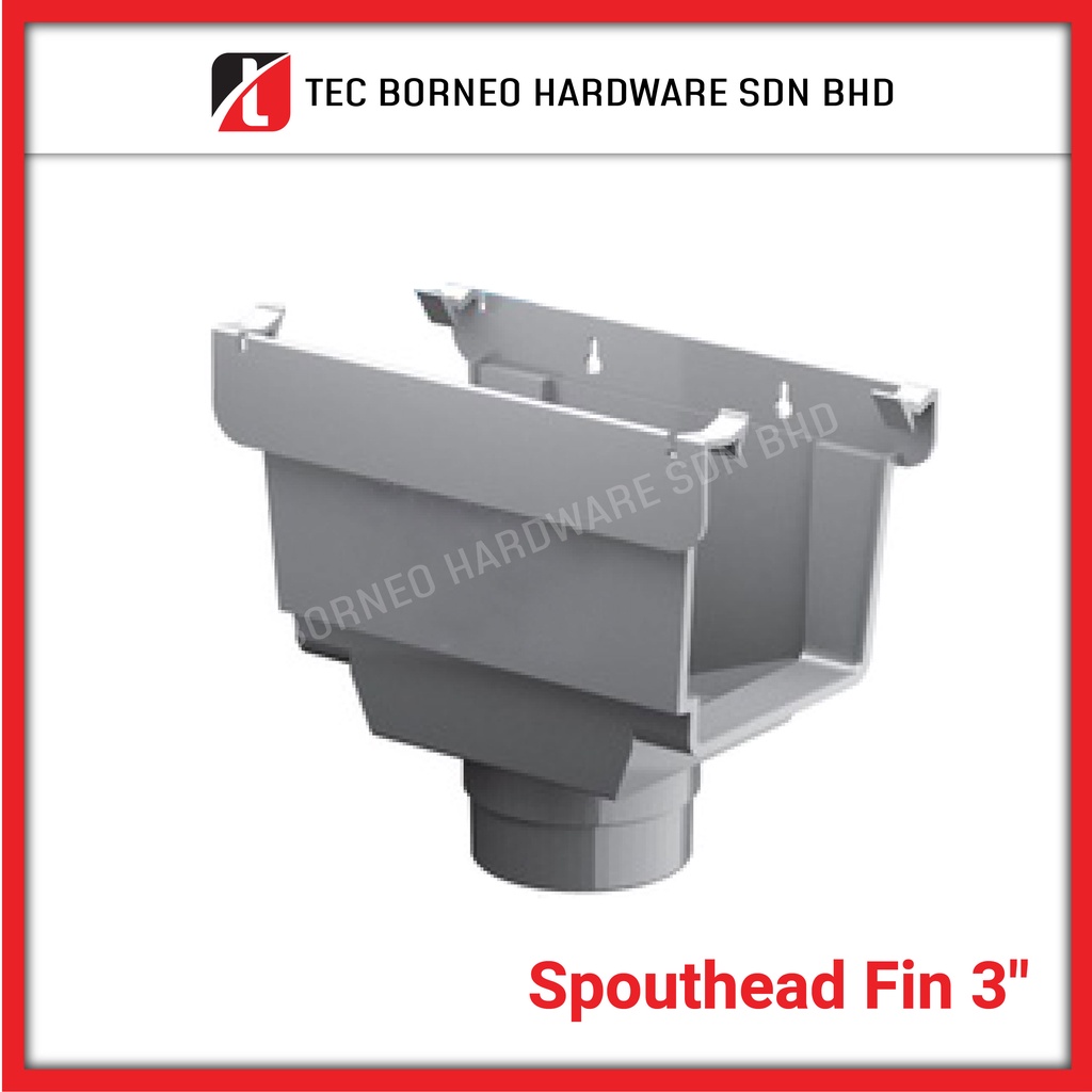 TEC PVC Rain Water Gutter PVC GUTTER Meter FITTING GREY (PIPE SALUR AIR