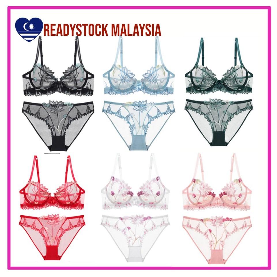 FallSweet Ultra Thin Transparent Bra Set Woman Bras And Panties Set Deep V  Free Wire