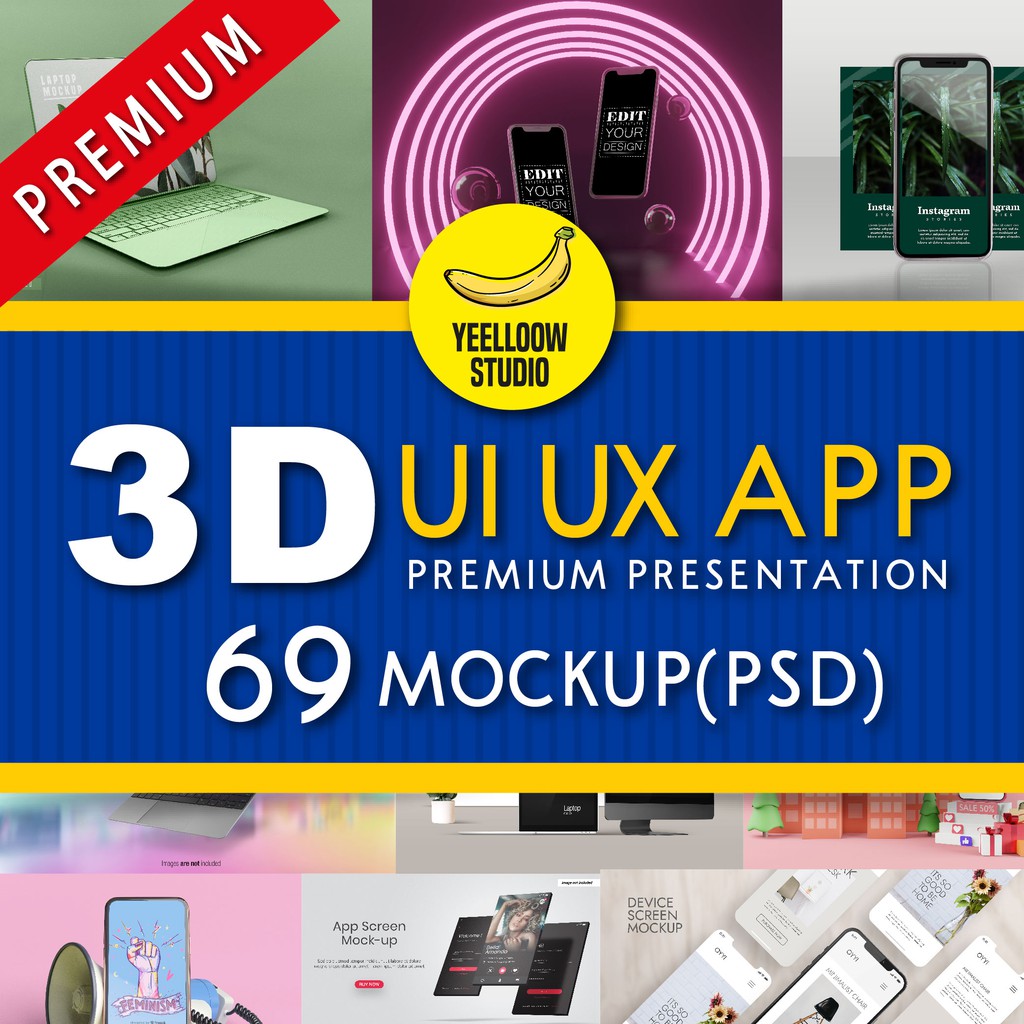 3D UI UX App premium mockup design templates - PSD | Shopee Malaysia